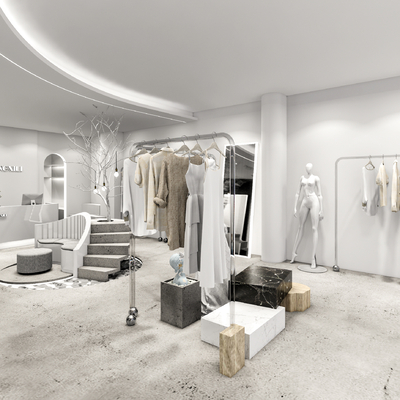  现代服装店su模型 