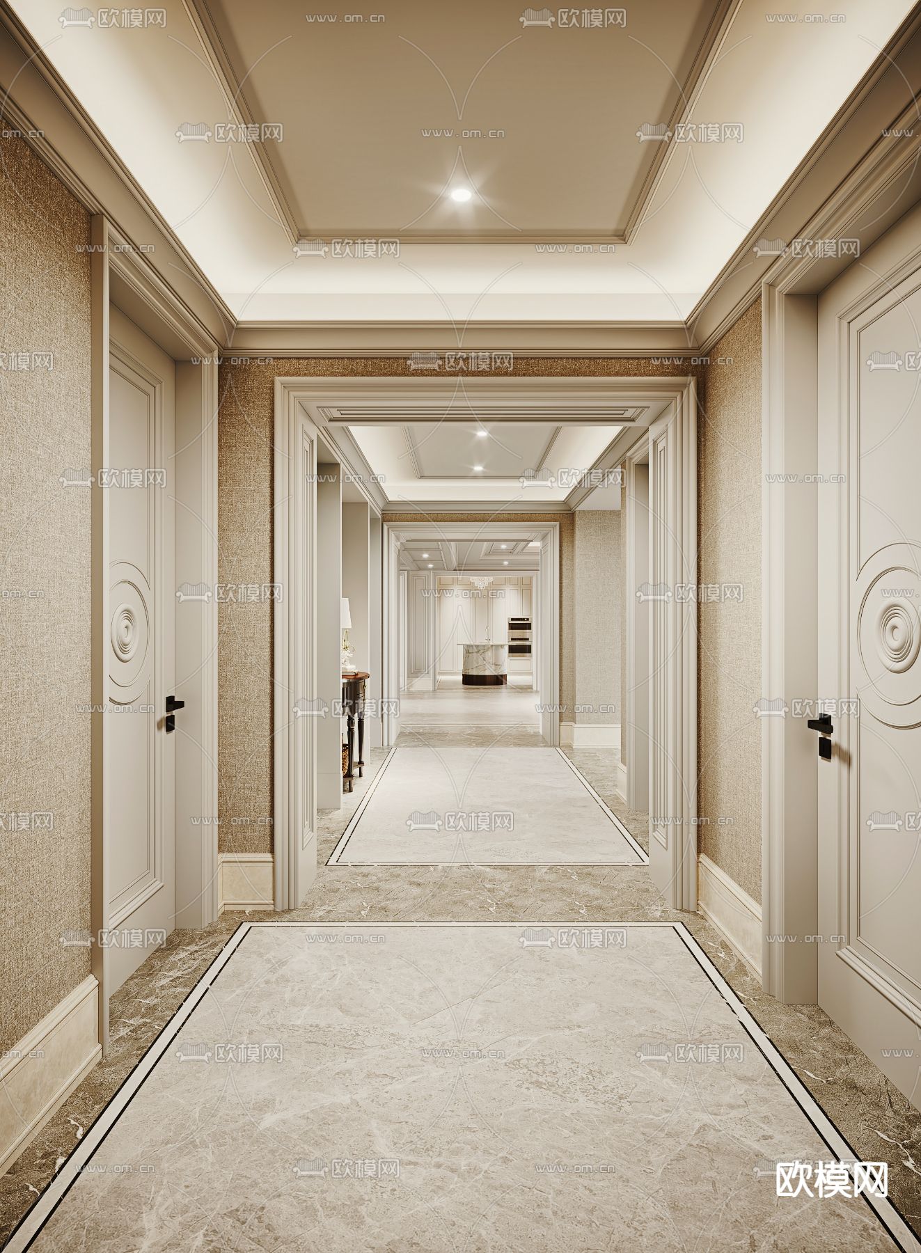 美式客厅3d模型下载（渲染图2）