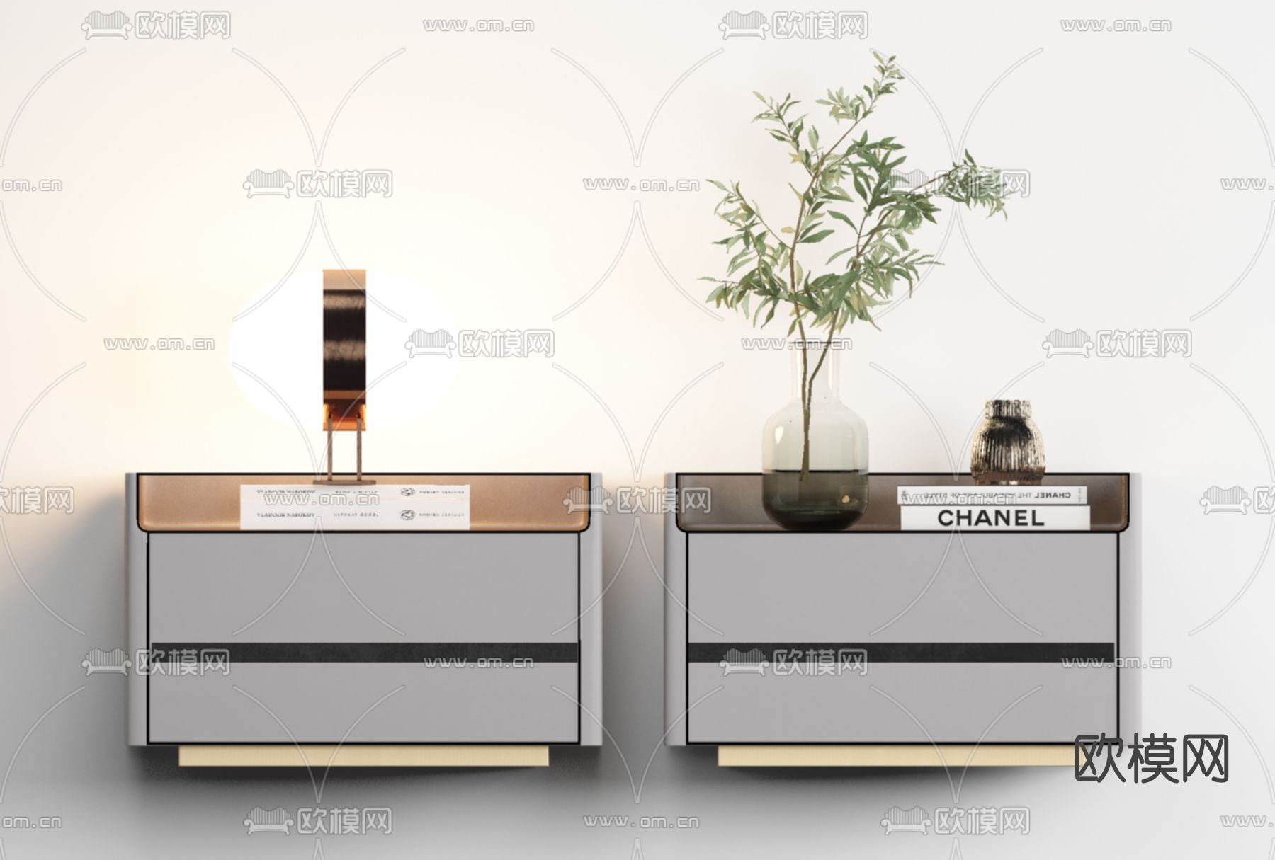 现代床头柜免费3d模型下载