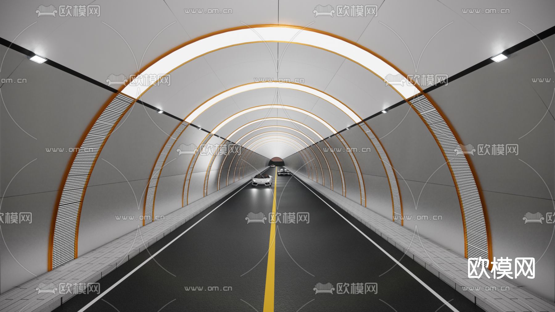 现代公路隧道su模型