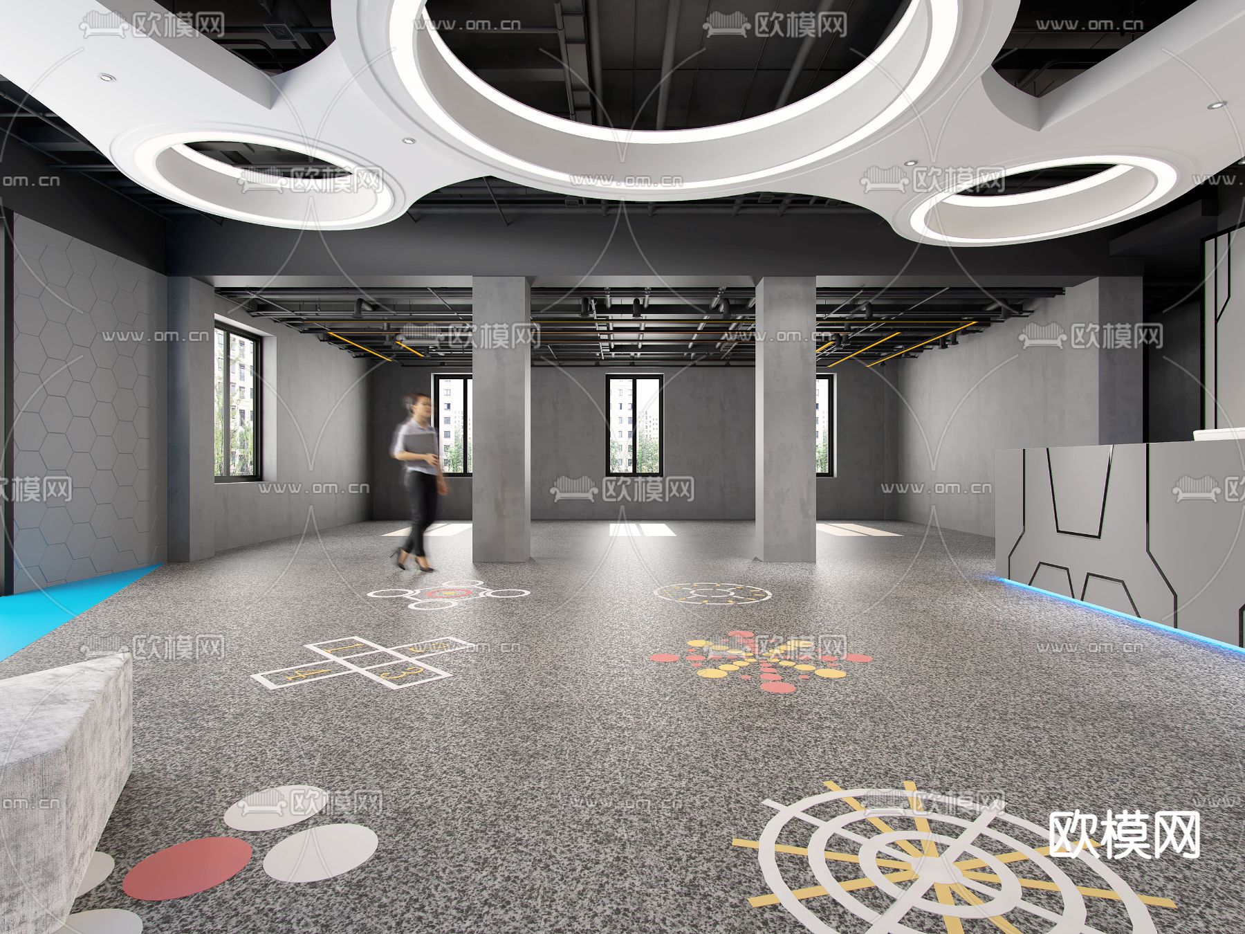 现代办公室大堂前台3d模型