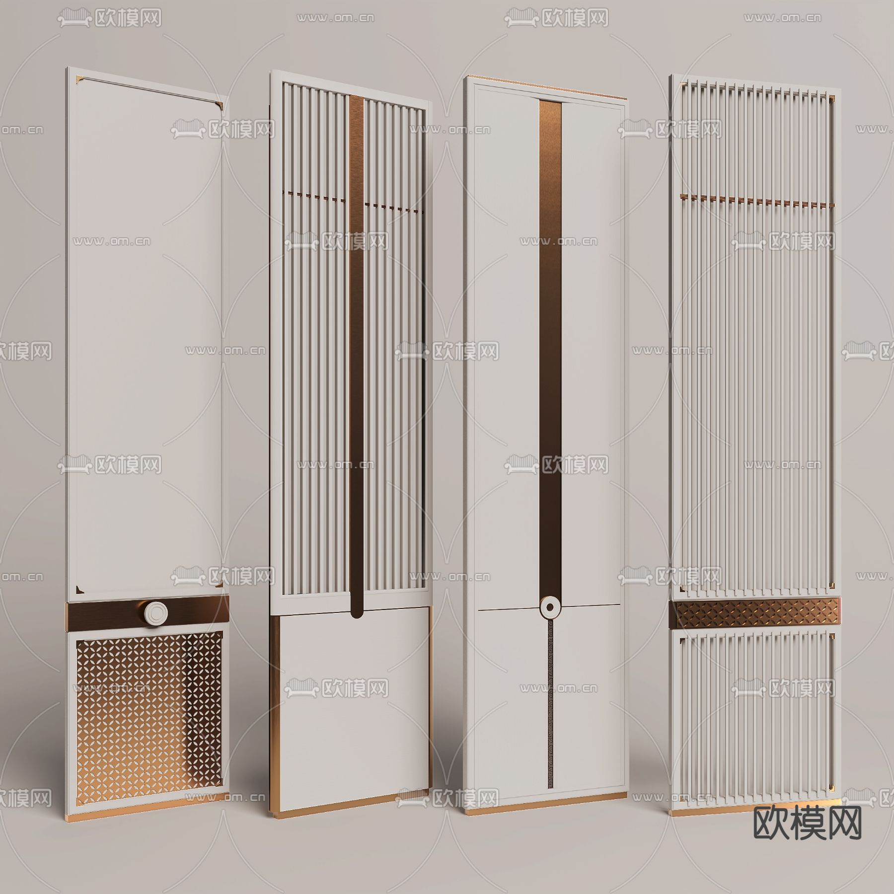新中式金属屏风隔断3d模型