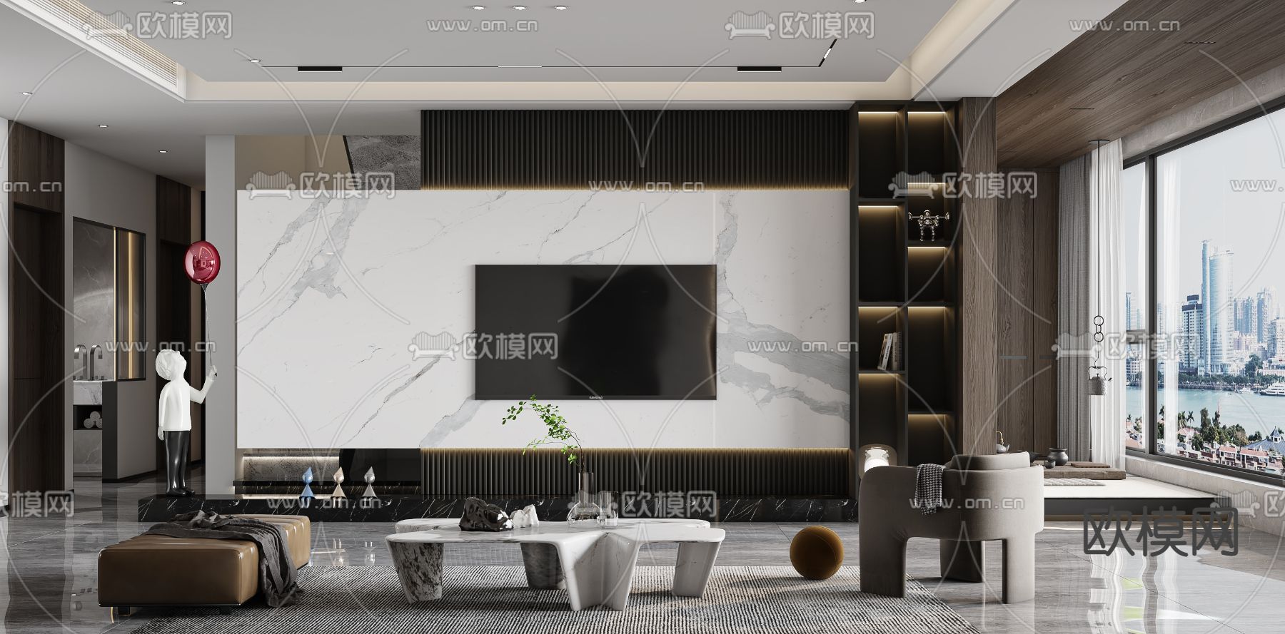 现代客厅3d模型