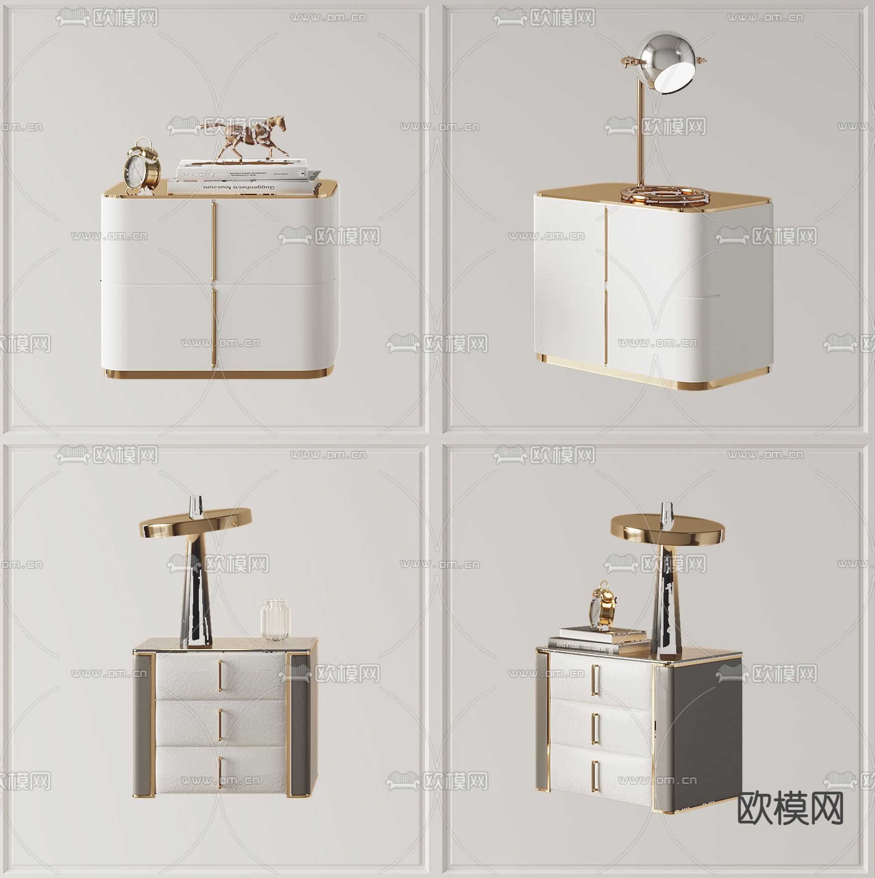 现代轻奢床头柜3d模型下载