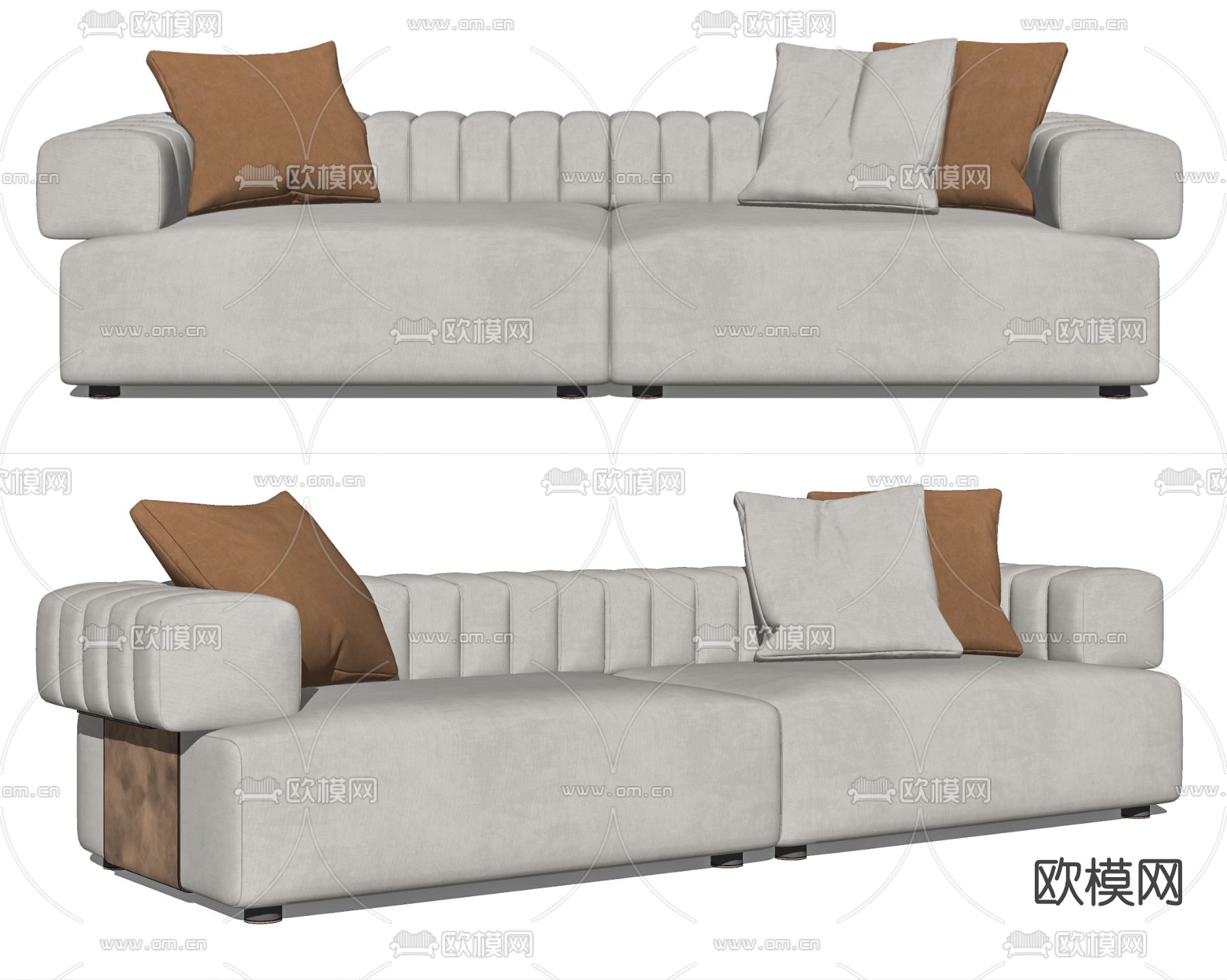 现代布艺多人沙发su模型下载（渲染图2）