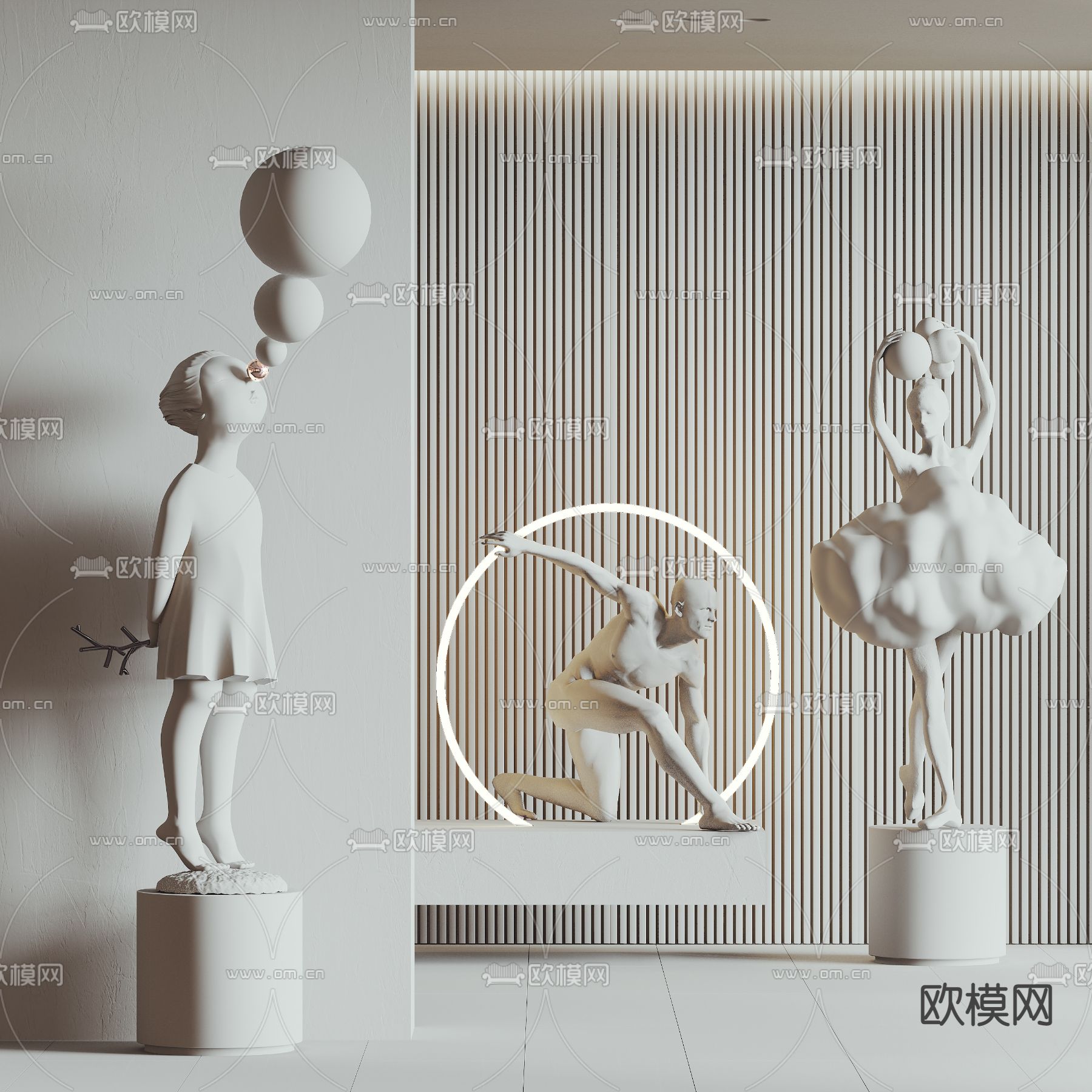 现代人物雕塑摆件3d模型