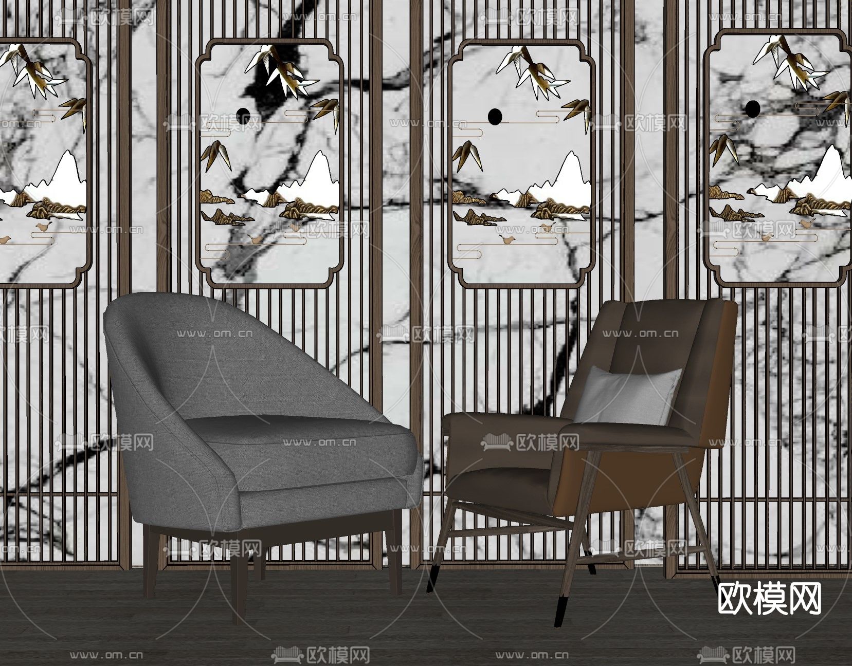 北欧休闲椅su模型下载（渲染图2）