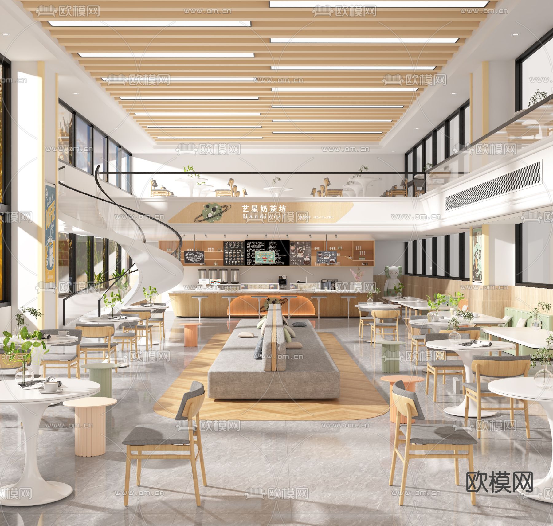 北欧奶茶店3d模型下载（渲染图1）