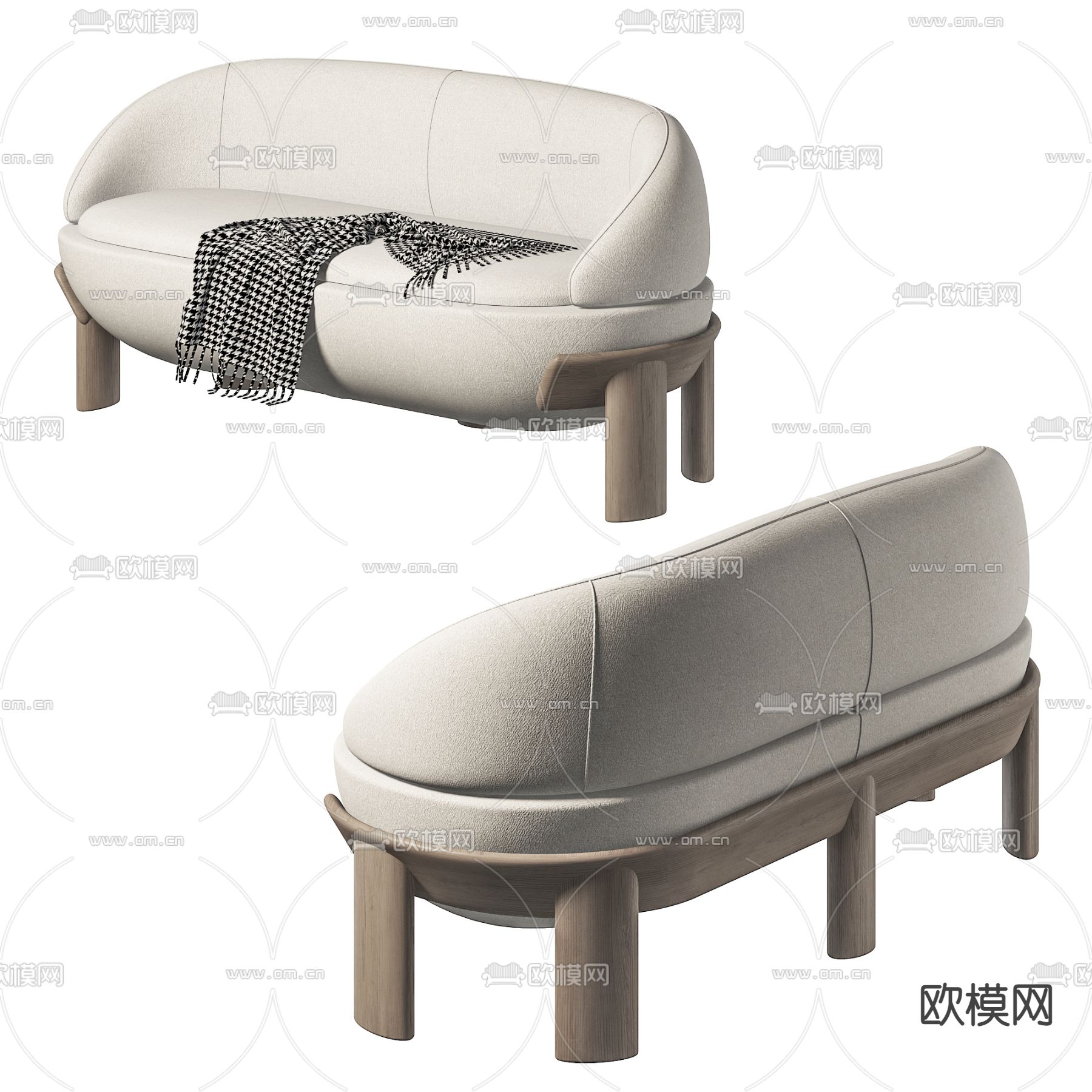 现代布艺双人沙发3d模型