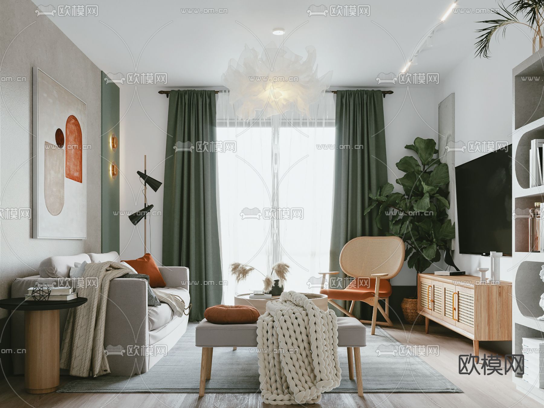 北欧客厅3d模型下载（渲染图1）