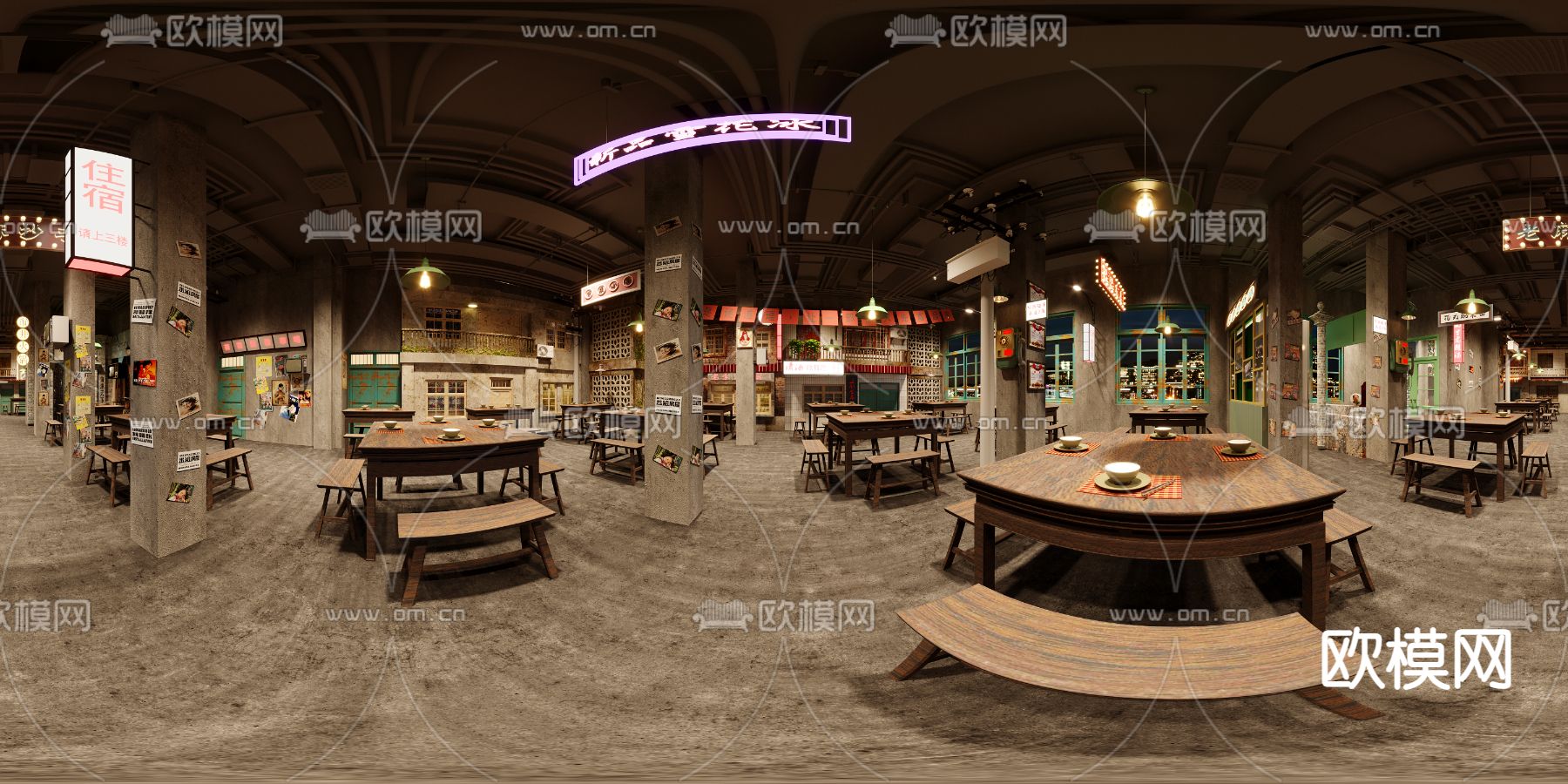 工业风港式茶餐厅cr全景3d模型