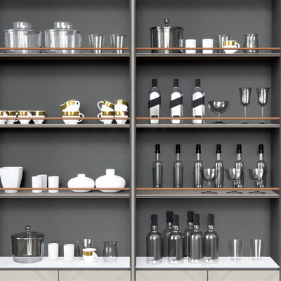  现代酒瓶酒杯su模型 