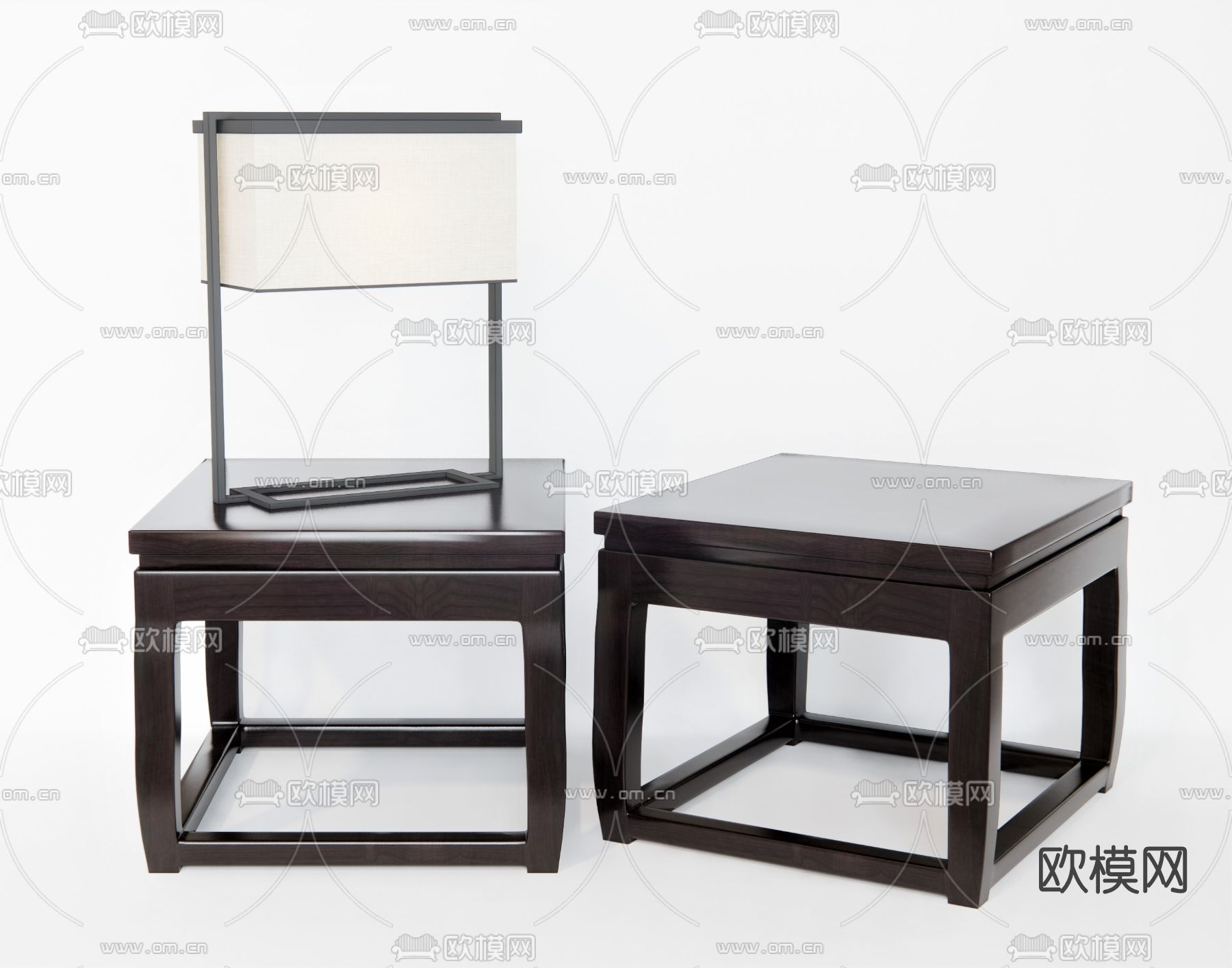 新中式床头柜su模型下载（渲染图1）