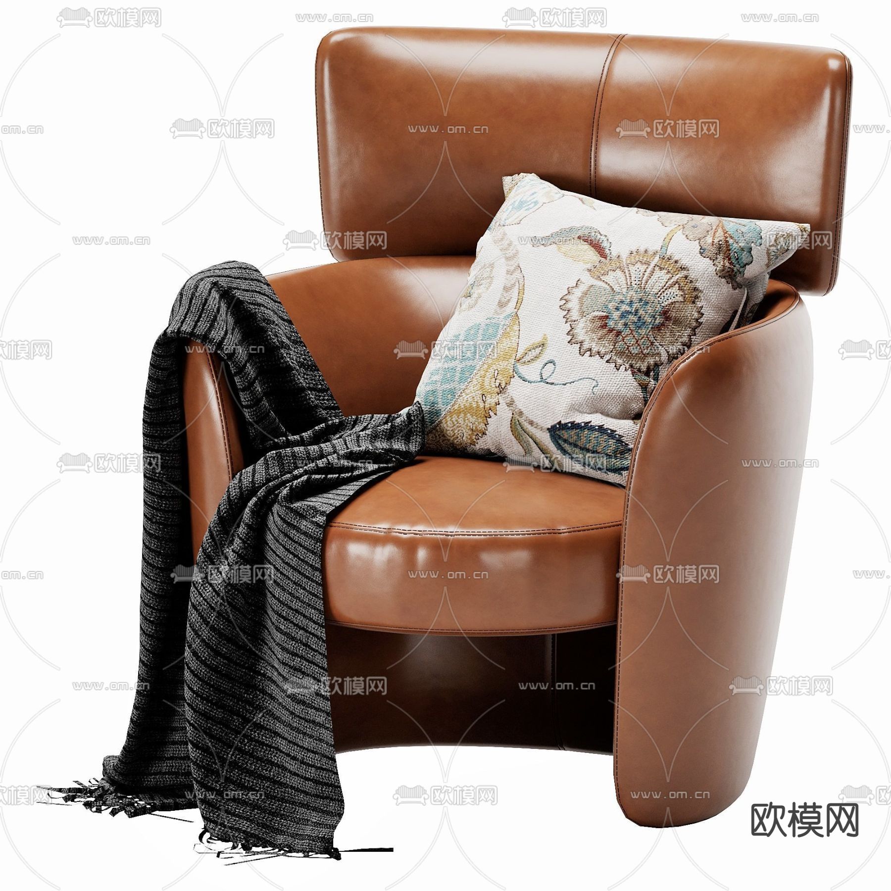 现代皮革单人沙发3d模型