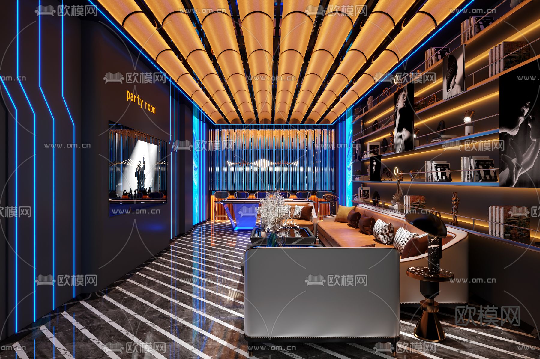 现代KTV包房3d模型下载（渲染图3）