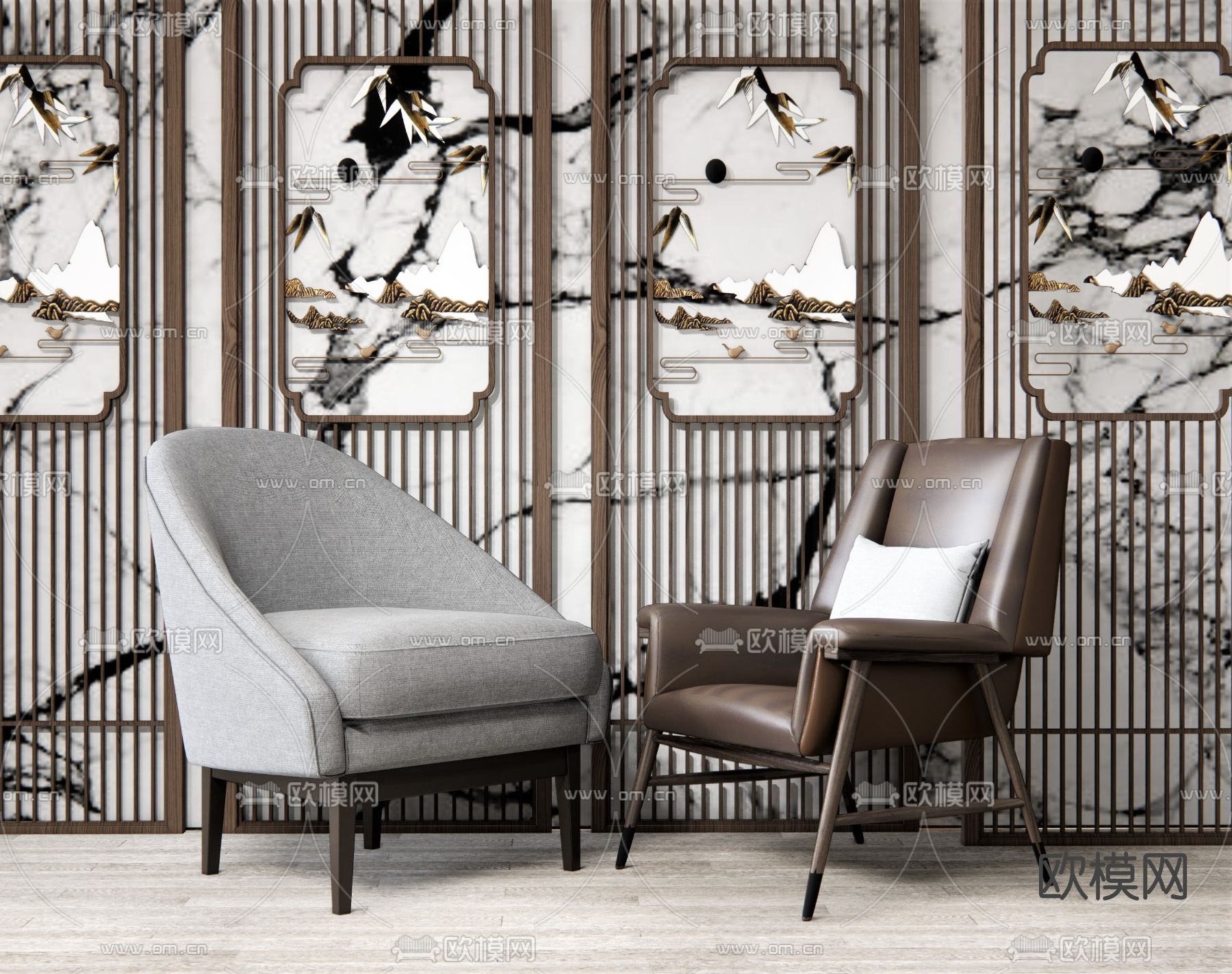 北欧休闲椅su模型下载（渲染图1）