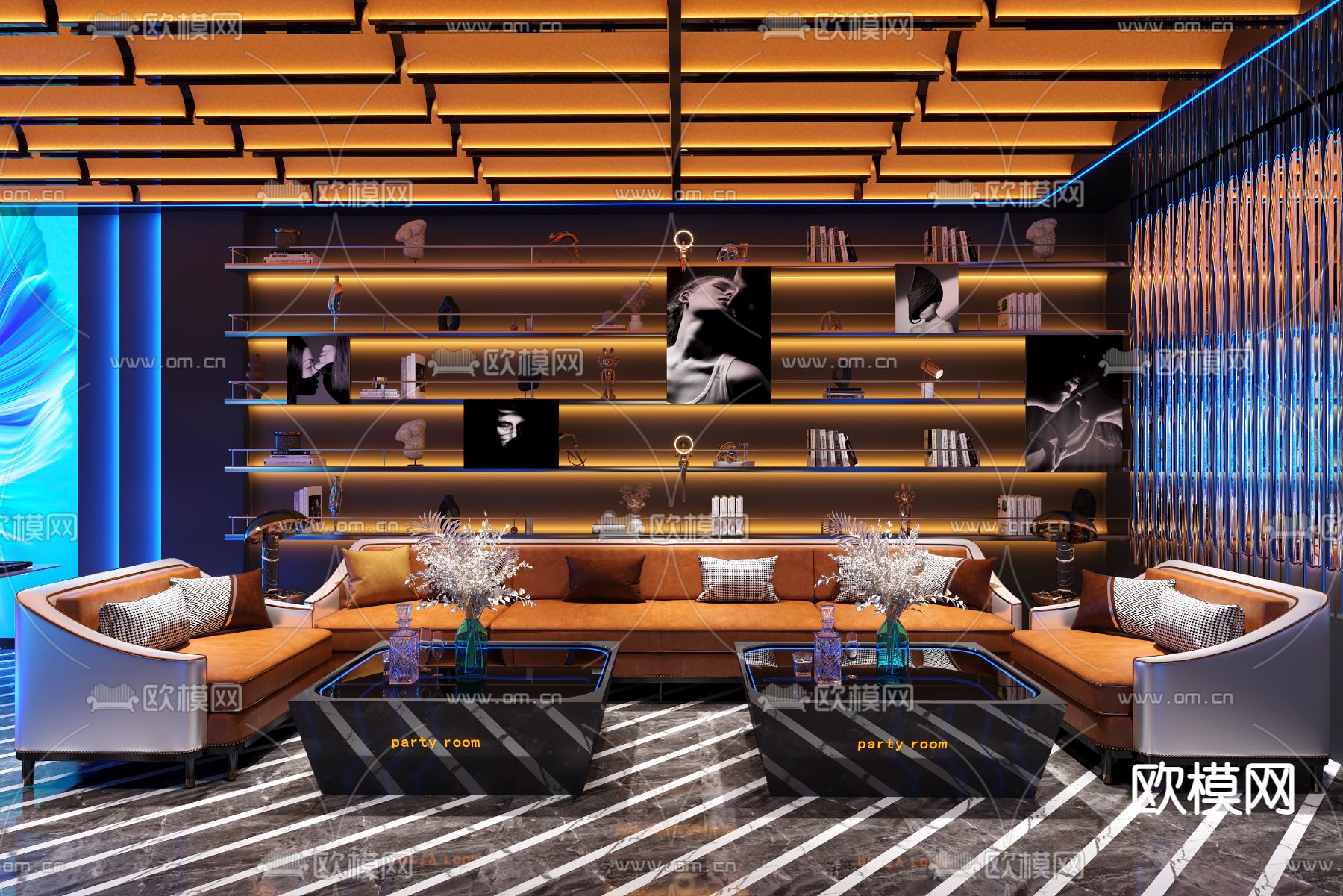现代KTV包房3d模型下载（渲染图1）