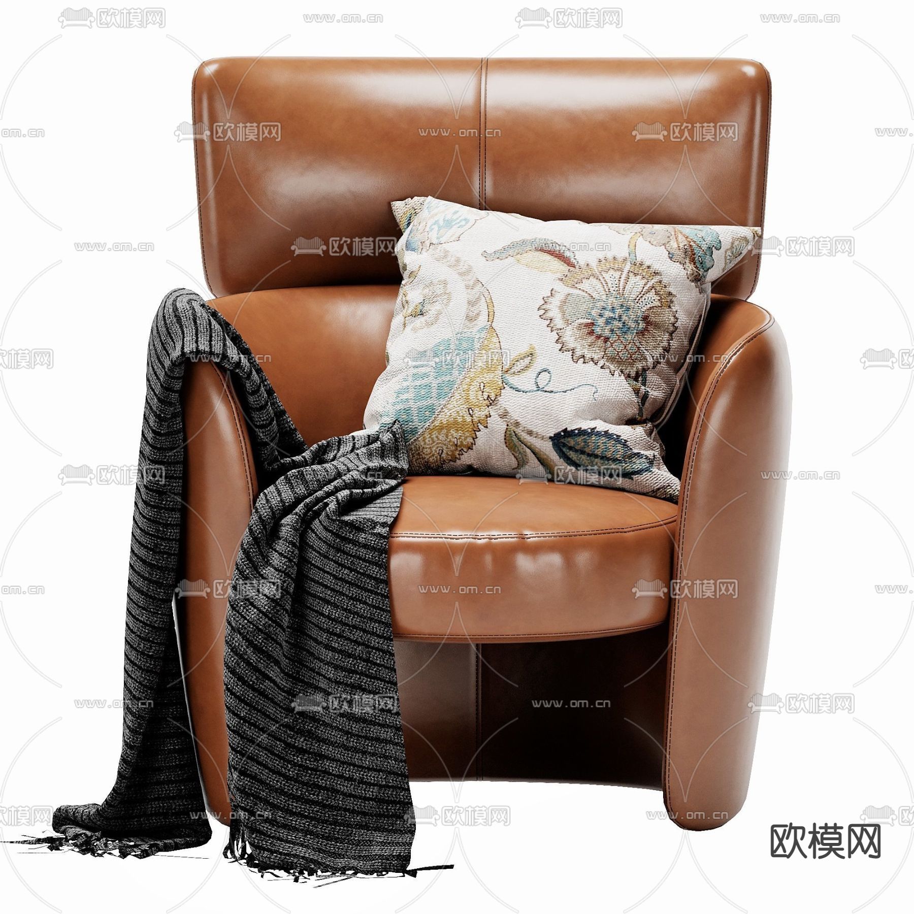 现代皮革单人沙发3d模型