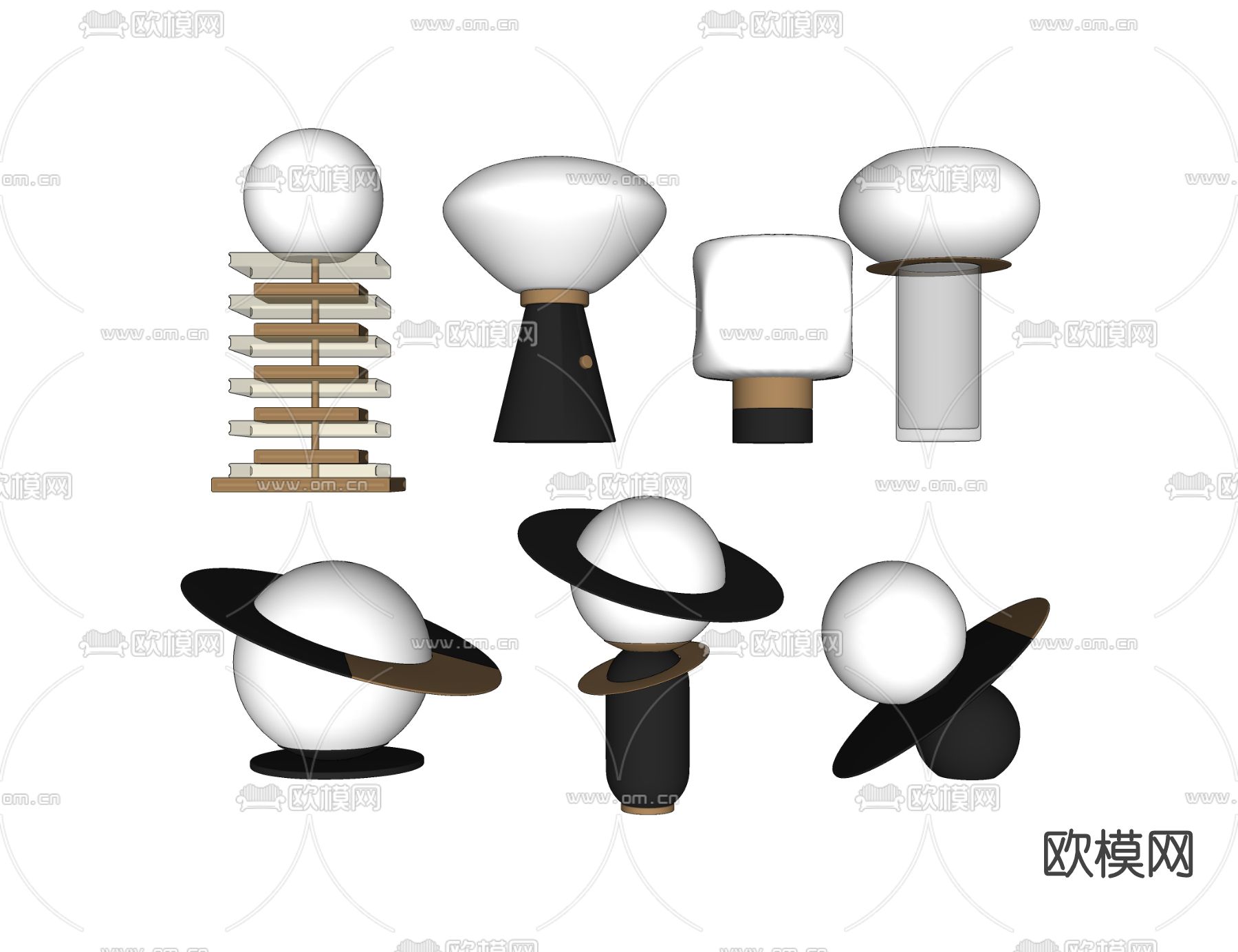 北欧金属台灯su模型下载