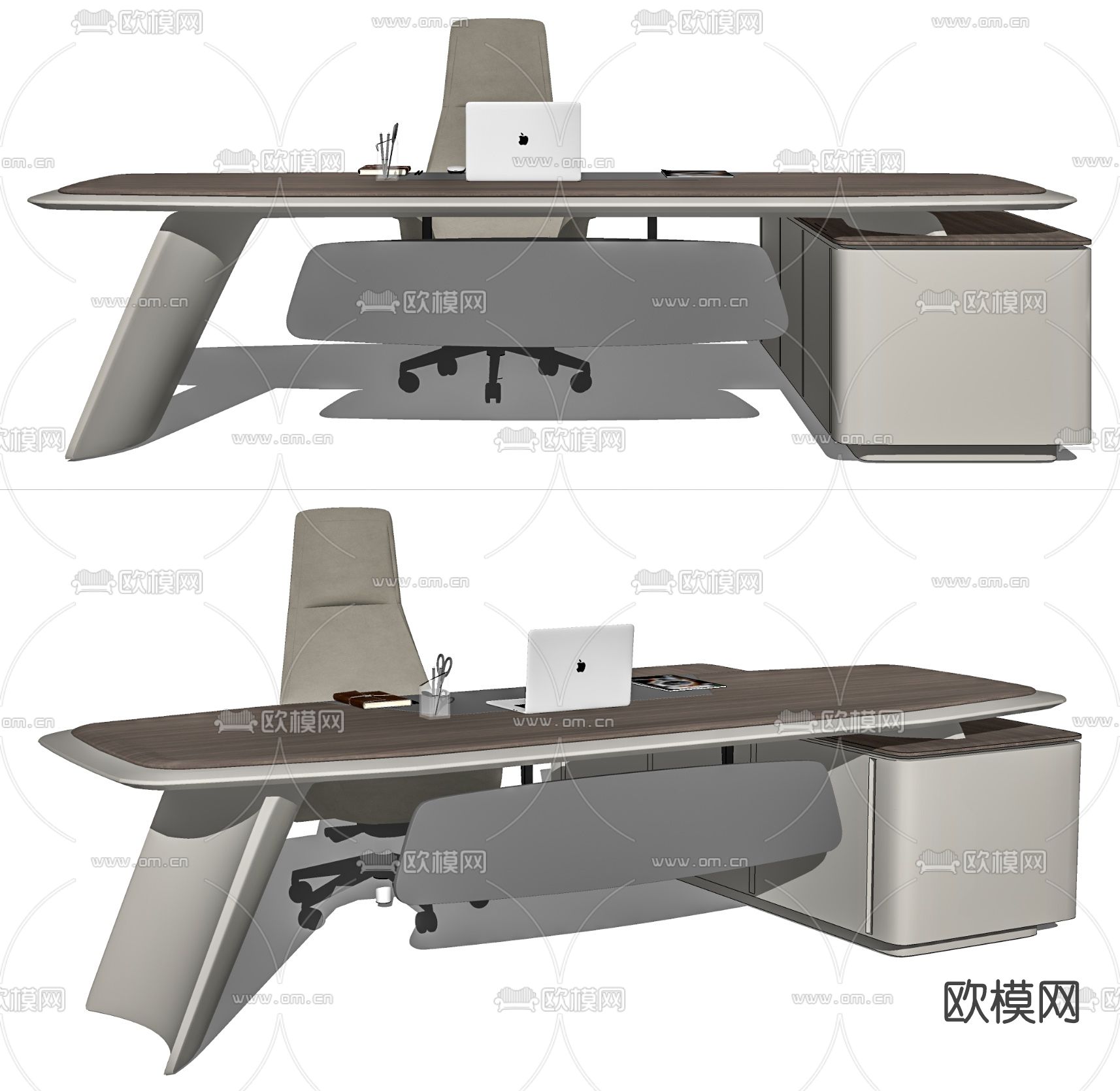 现代书桌椅su模型下载（渲染图2）