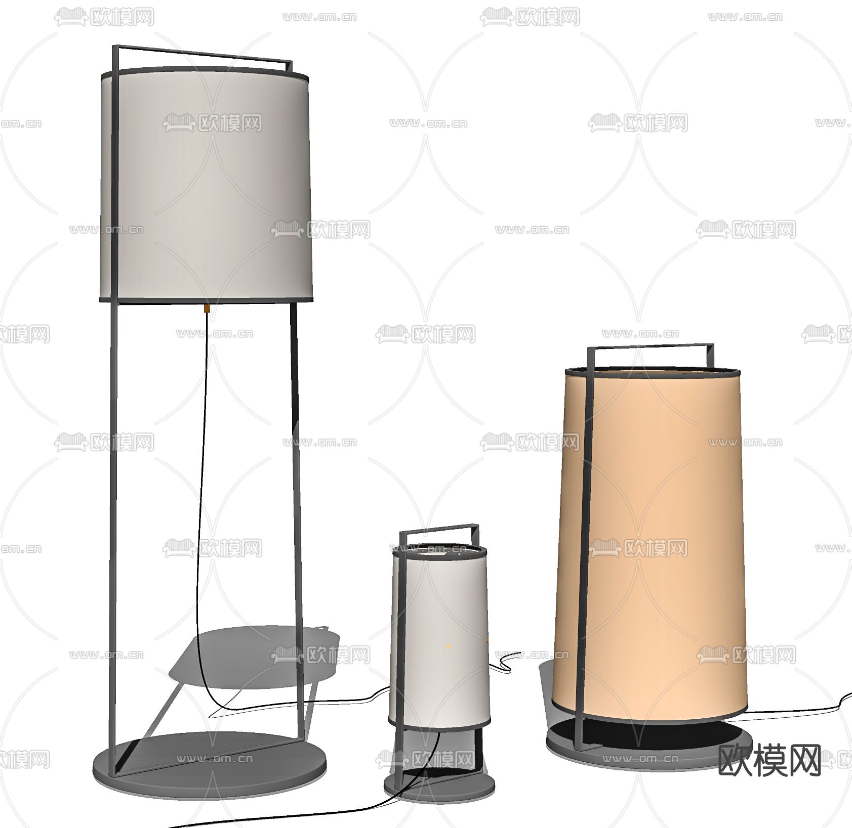 现代落地灯su模型下载（渲染图2）