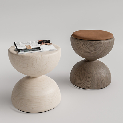  现代边几圆几su模型 