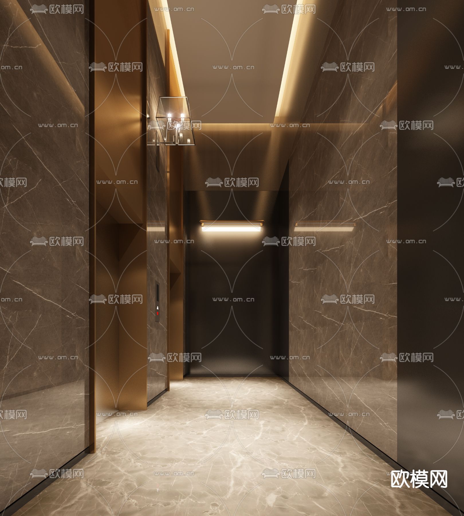 现代轻奢酒店大堂3d模型