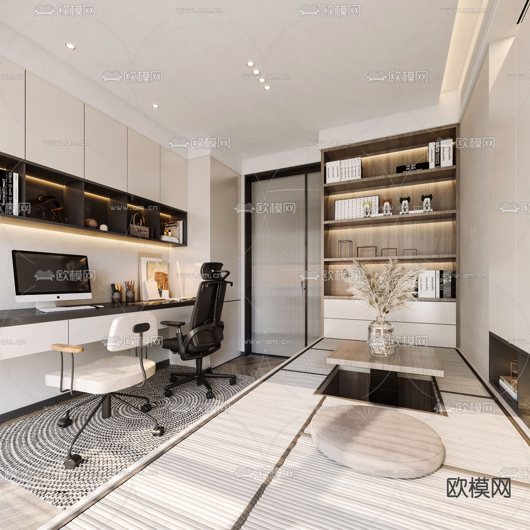 现代榻榻米书房3d模型