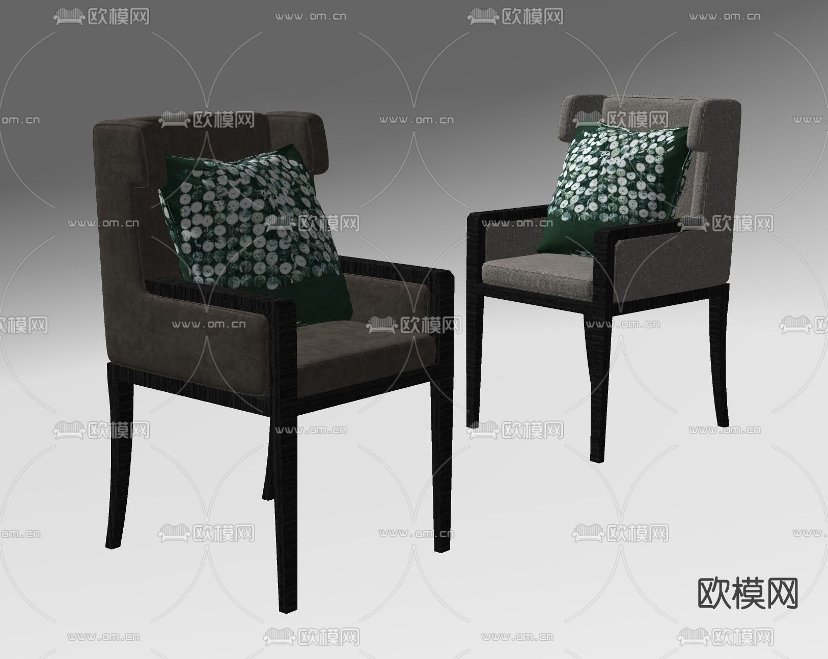 新中式皮革单椅su模型下载（渲染图2）