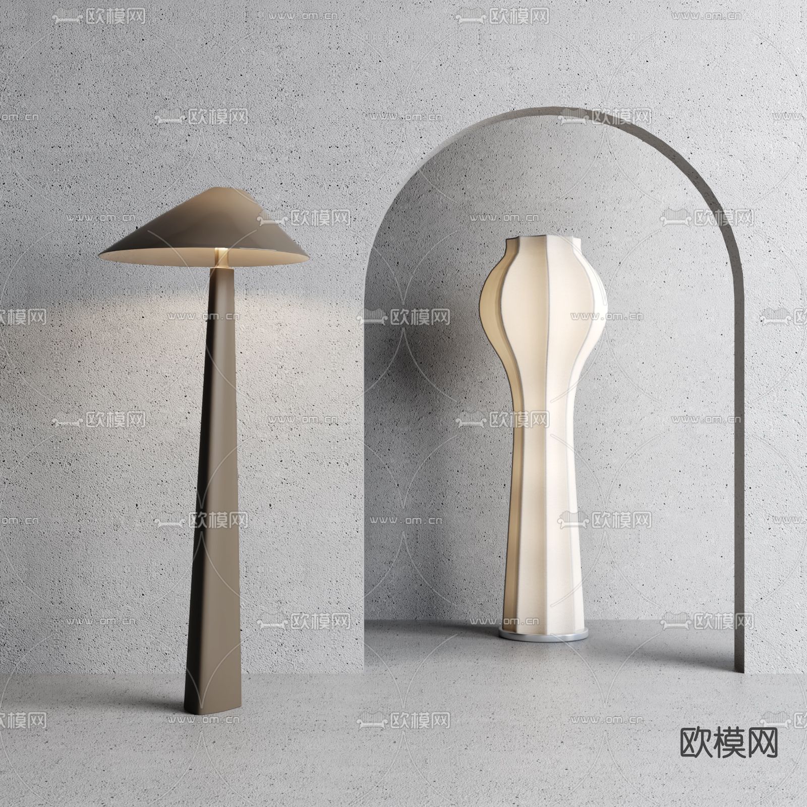 现代时尚落地灯su模型下载（渲染图1）