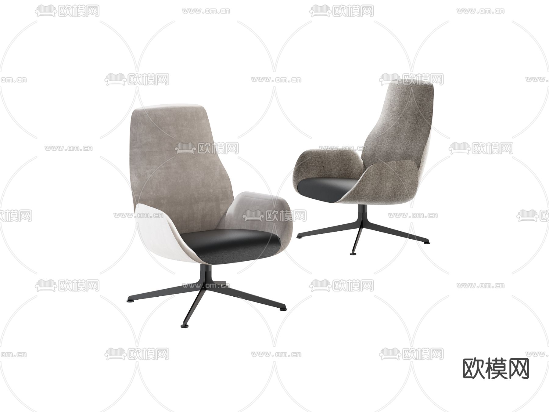 现代绒布办公转椅3d模型下载