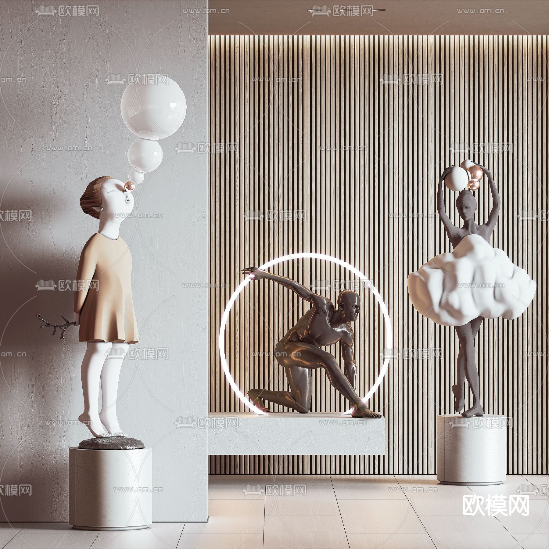 现代人物雕塑摆件3d模型
