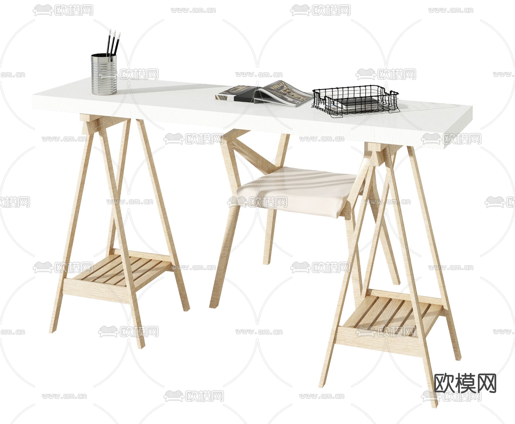 北欧书桌椅免费3d模型