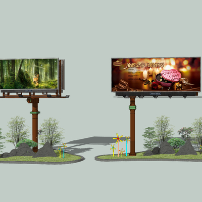  现代广告牌标识牌su模型 