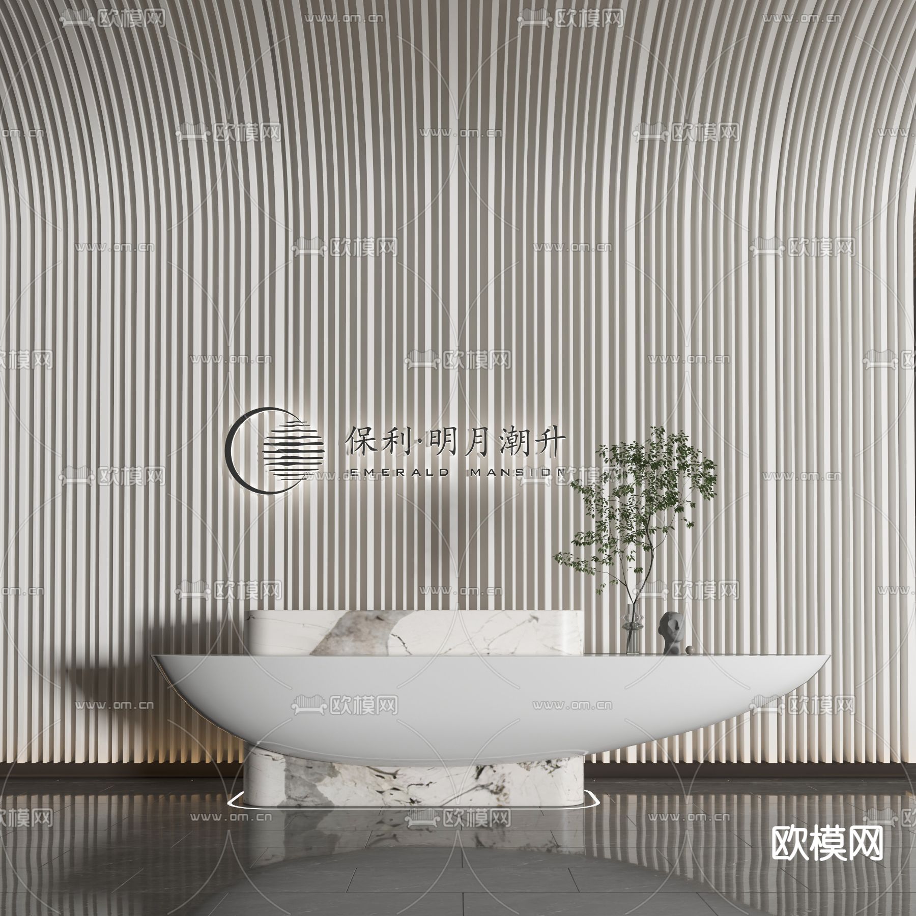 现代前台接待台3d模型
