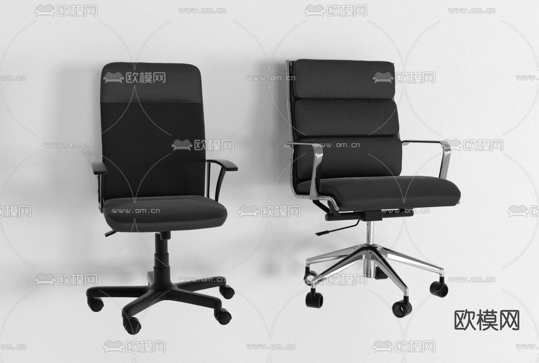 现代皮革办公椅免费3d模型下载