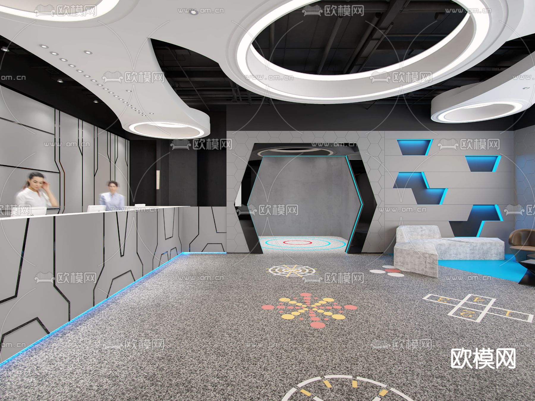 现代办公室大堂前台3d模型