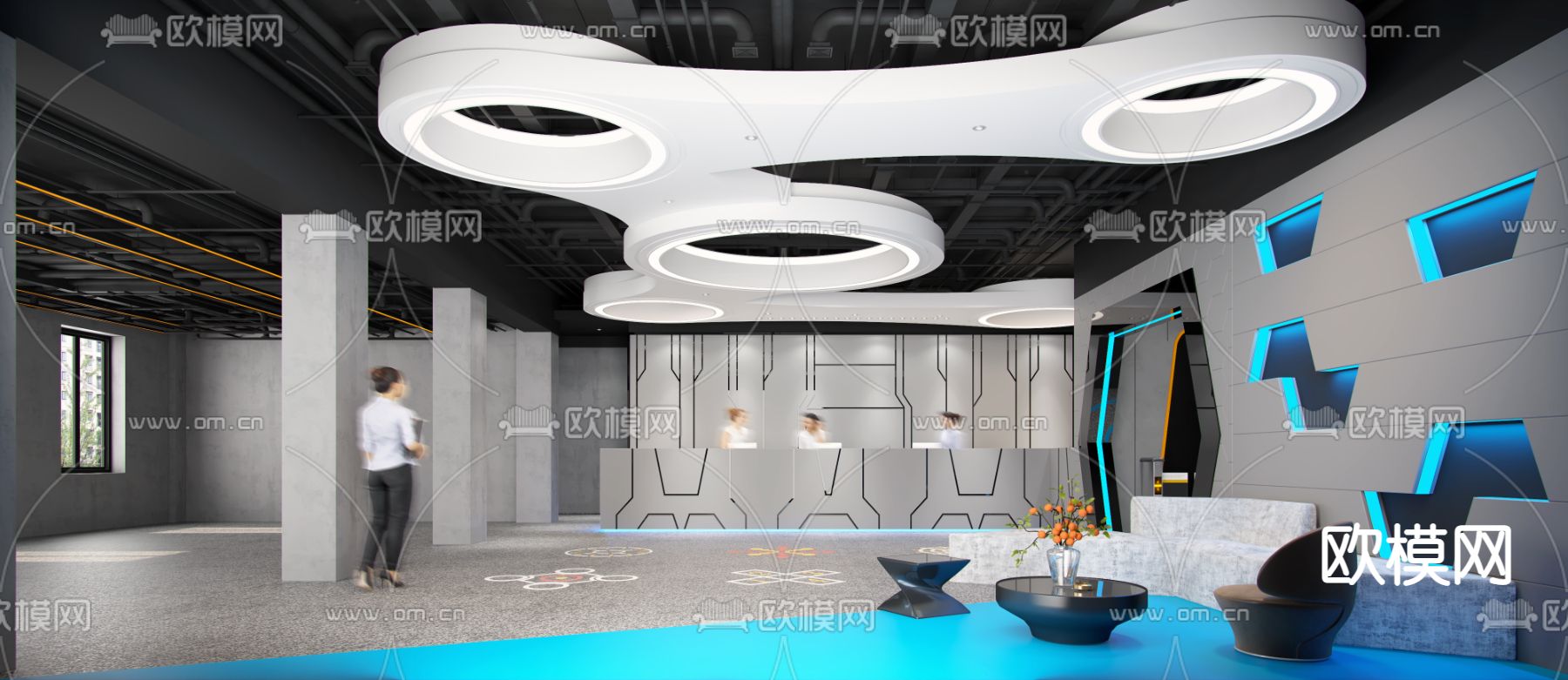 现代办公室大堂前台3d模型