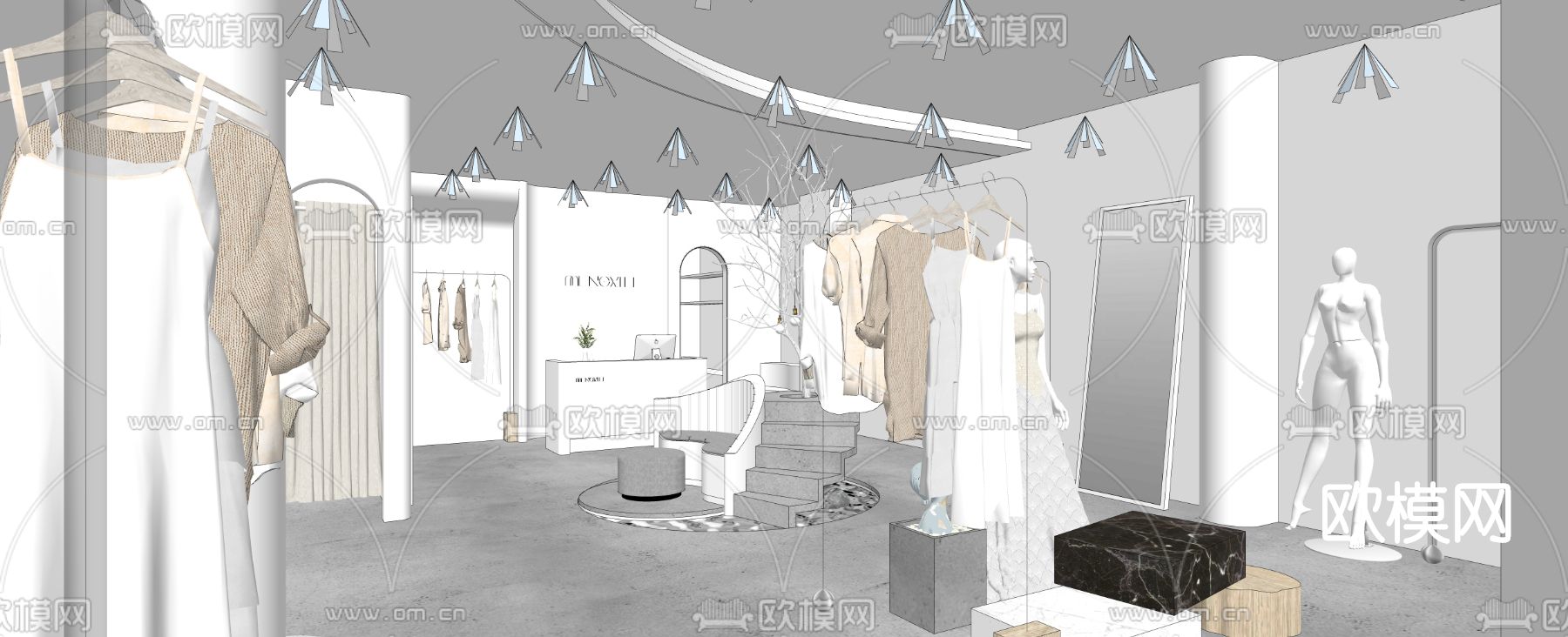 现代服装店su模型下载（渲染图4）