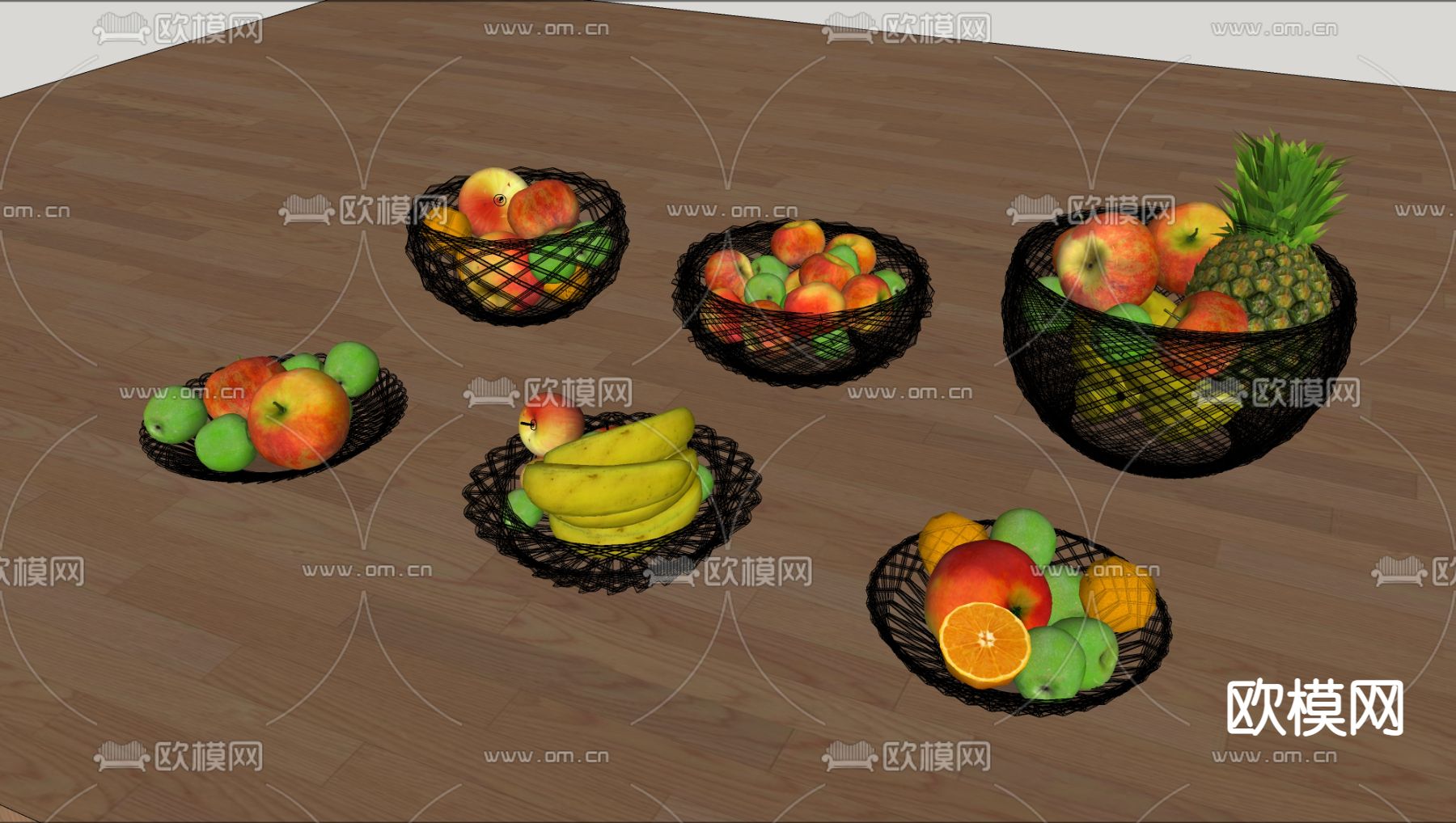 现代装饰水果盘su模型