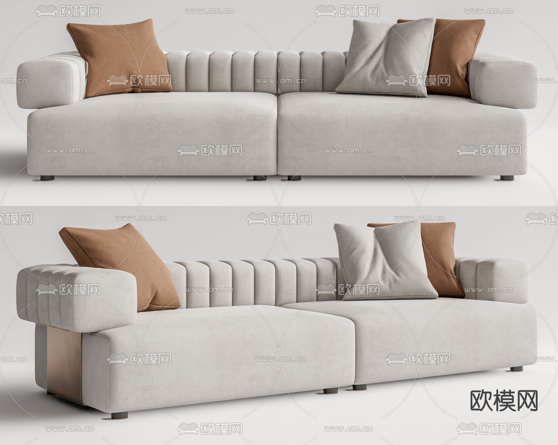 现代布艺多人沙发su模型下载（渲染图1）