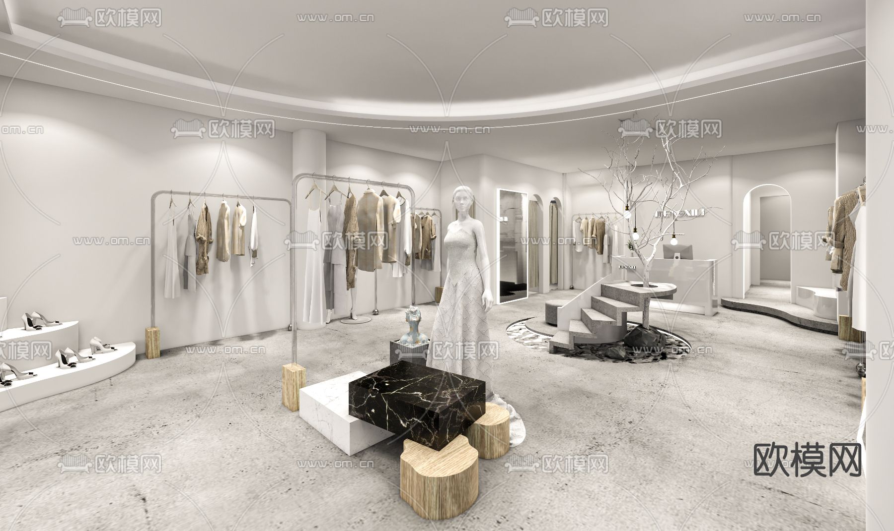 现代服装店su模型下载（渲染图3）