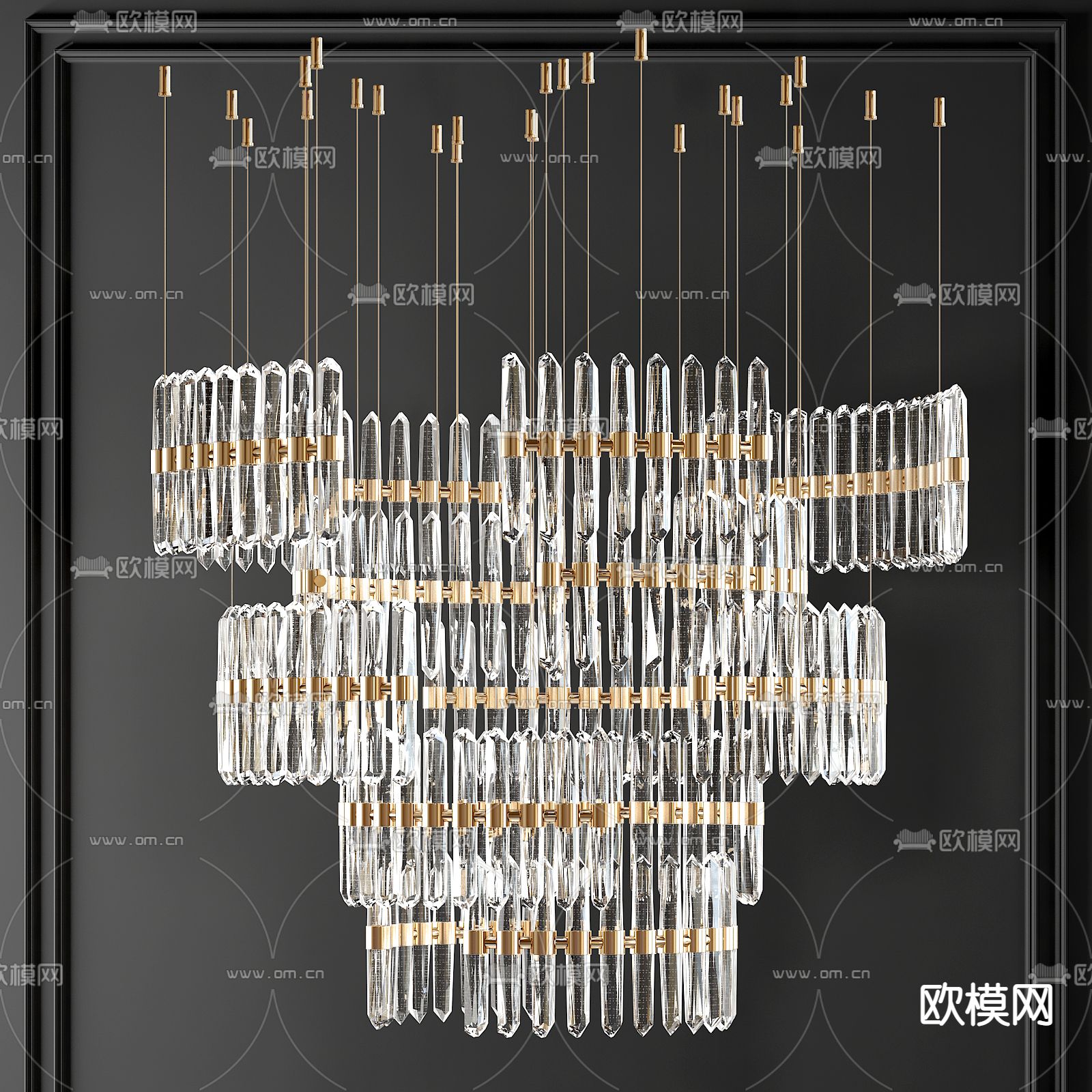 新中式轻奢水晶装饰吊灯3d模型下载