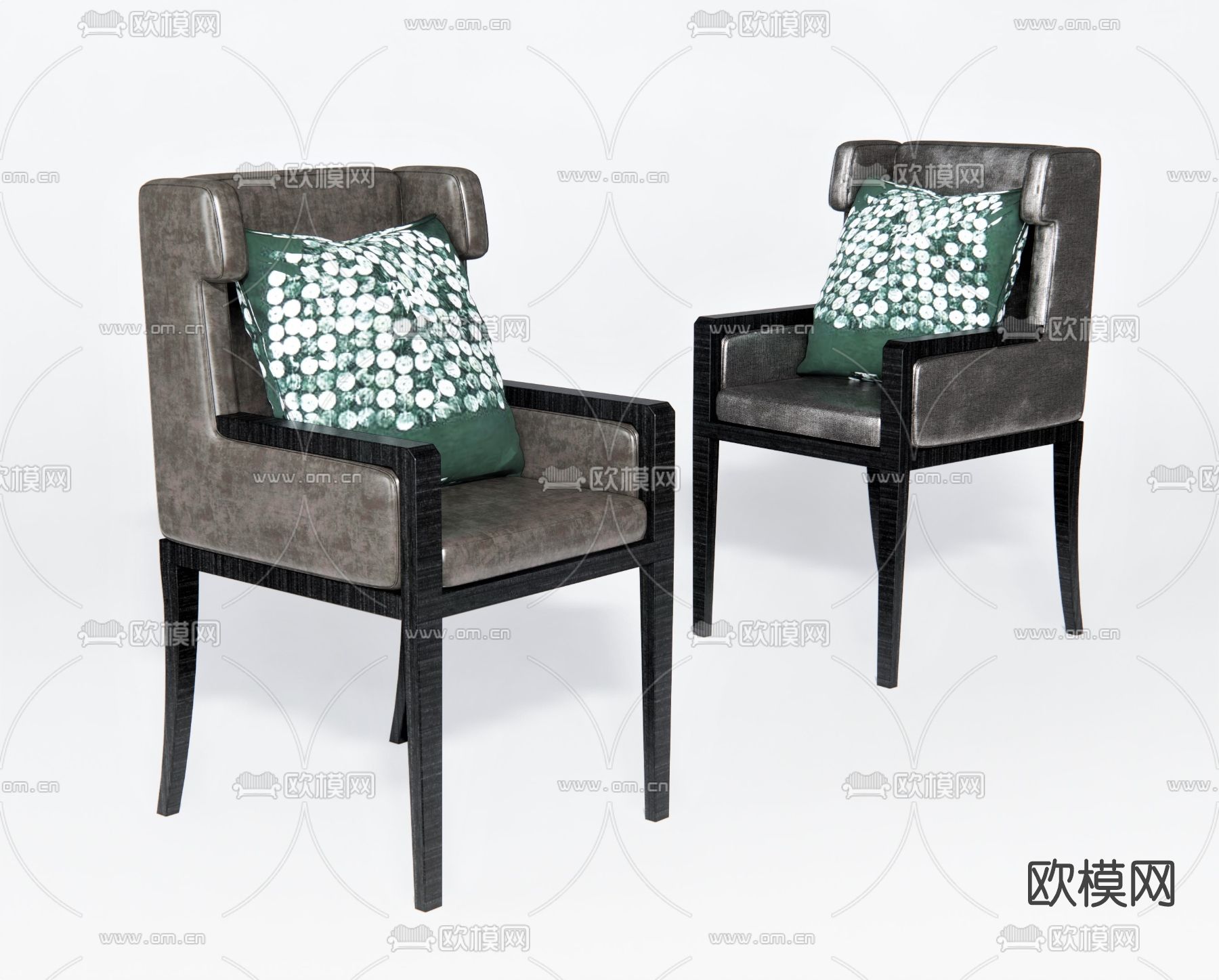 新中式皮革单椅su模型下载（渲染图1）