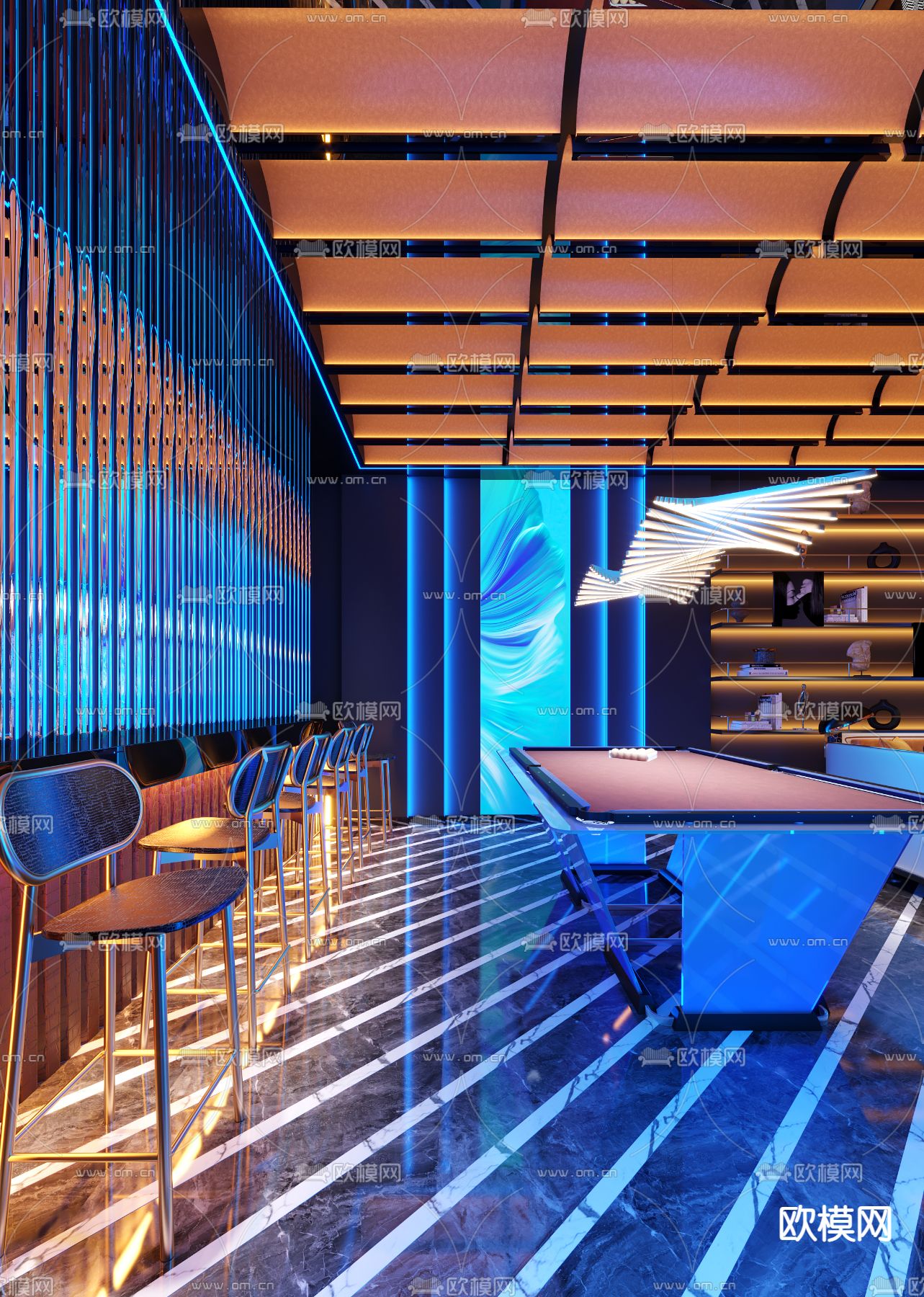 现代KTV包房3d模型下载（渲染图4）