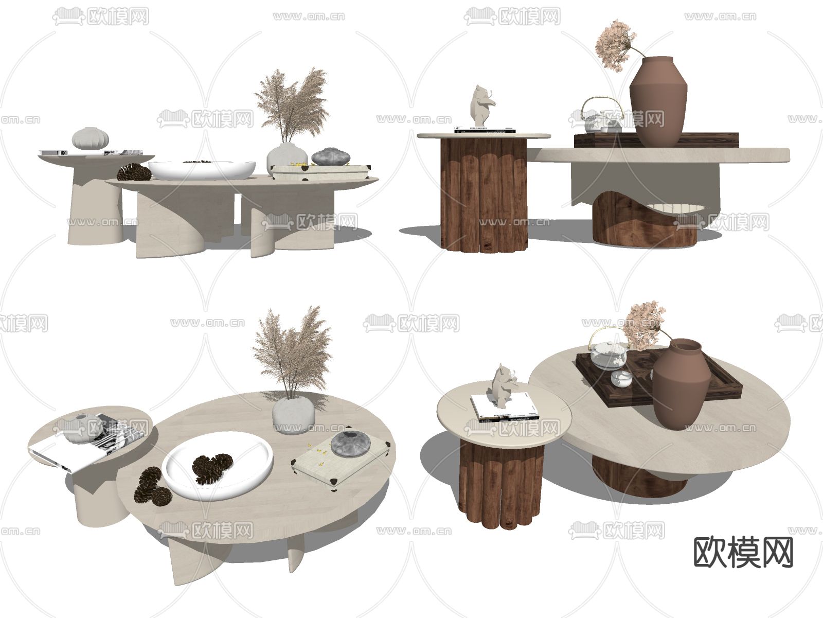 现代茶几su模型下载（渲染图2）