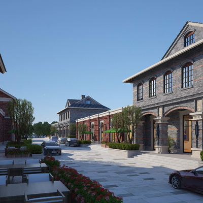  中式民国风商业街su模型 