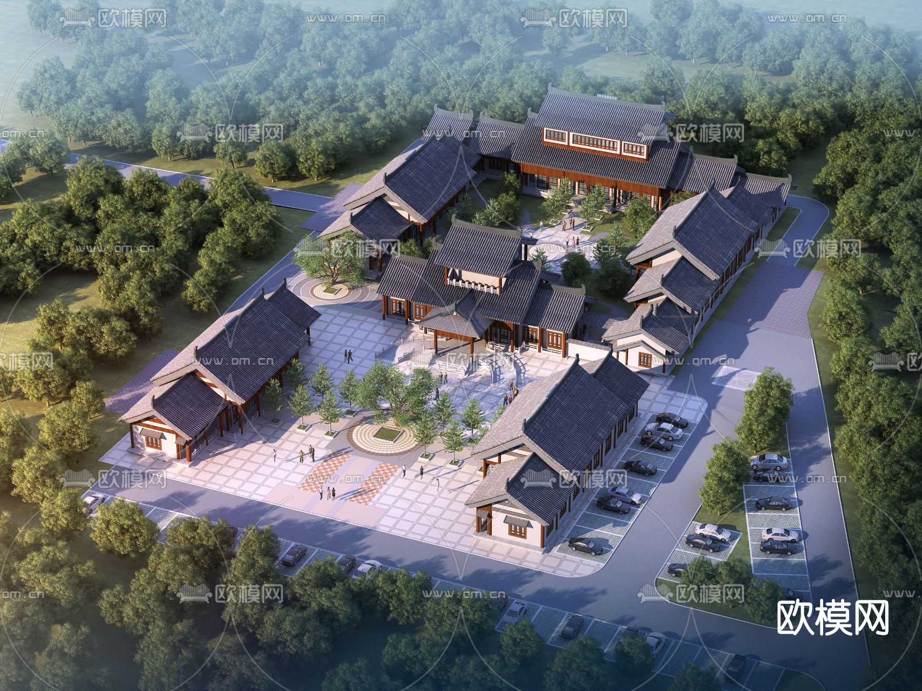 中式古建寺庙su模型