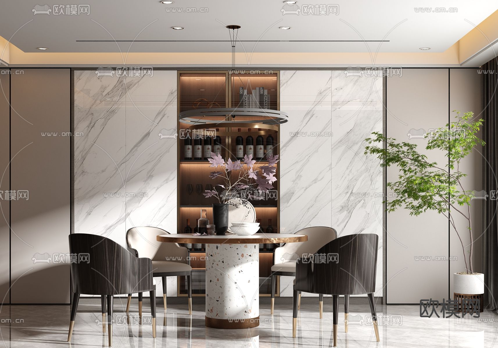 现代大理石休闲桌椅3d模型下载