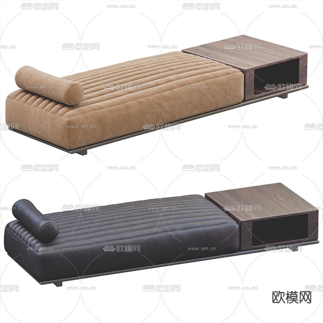 现代皮革床尾凳3d模型下载（渲染图2）